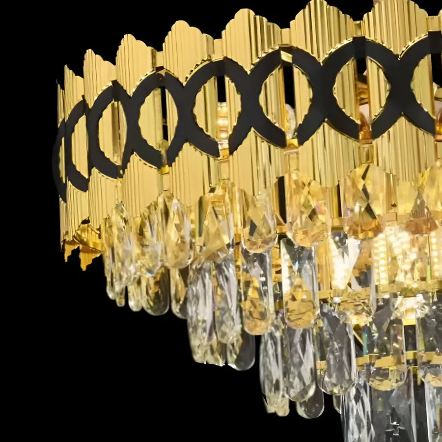 Crystal Chandelier Evangeline Gold Black 10XE14 Height Adjustable Crystal Chandelier Default Title Alessandro Design