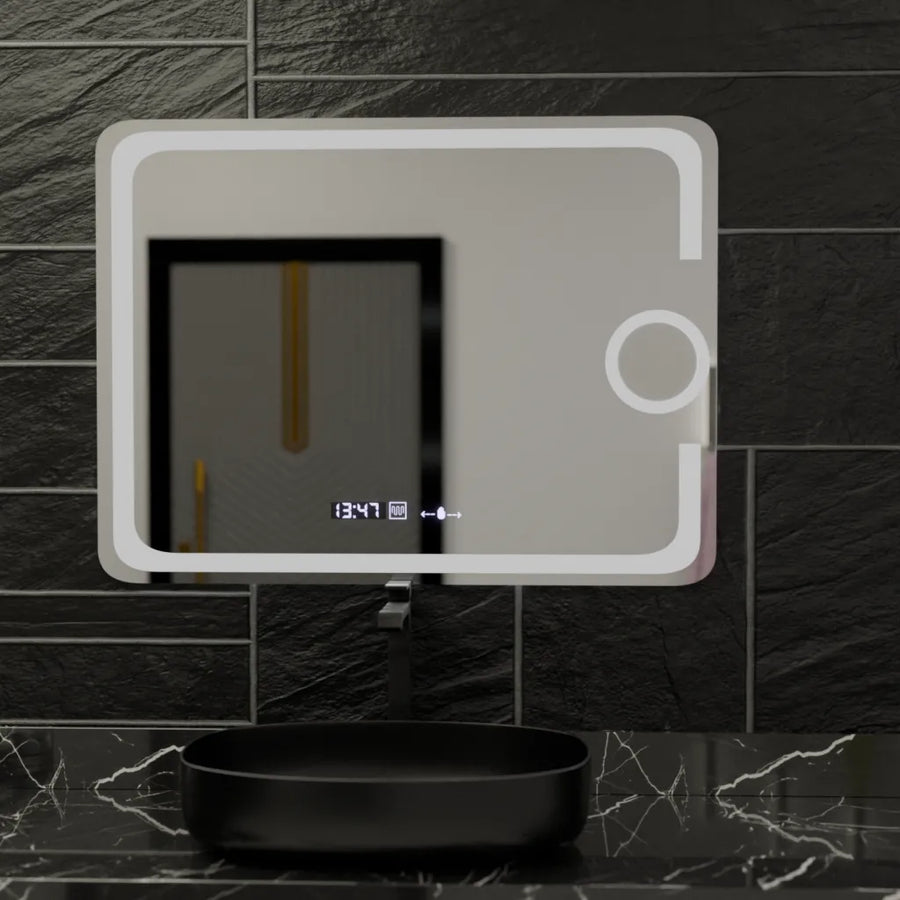 Rectangular LED Mirror, 80x60cm, Eclat MotionGlow Marcello, De-fogging System, Clock & Thermometer, Cosmetic Magnifier, Dimable Marcello Mirrors Default Title Alessandro Design