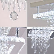 Alberico Square LED Chandelier, 17W, Cold/Warm/Neutral Light, Crystal, Glossy Chrome Modern Chandeliers Default Title Alessandro Design