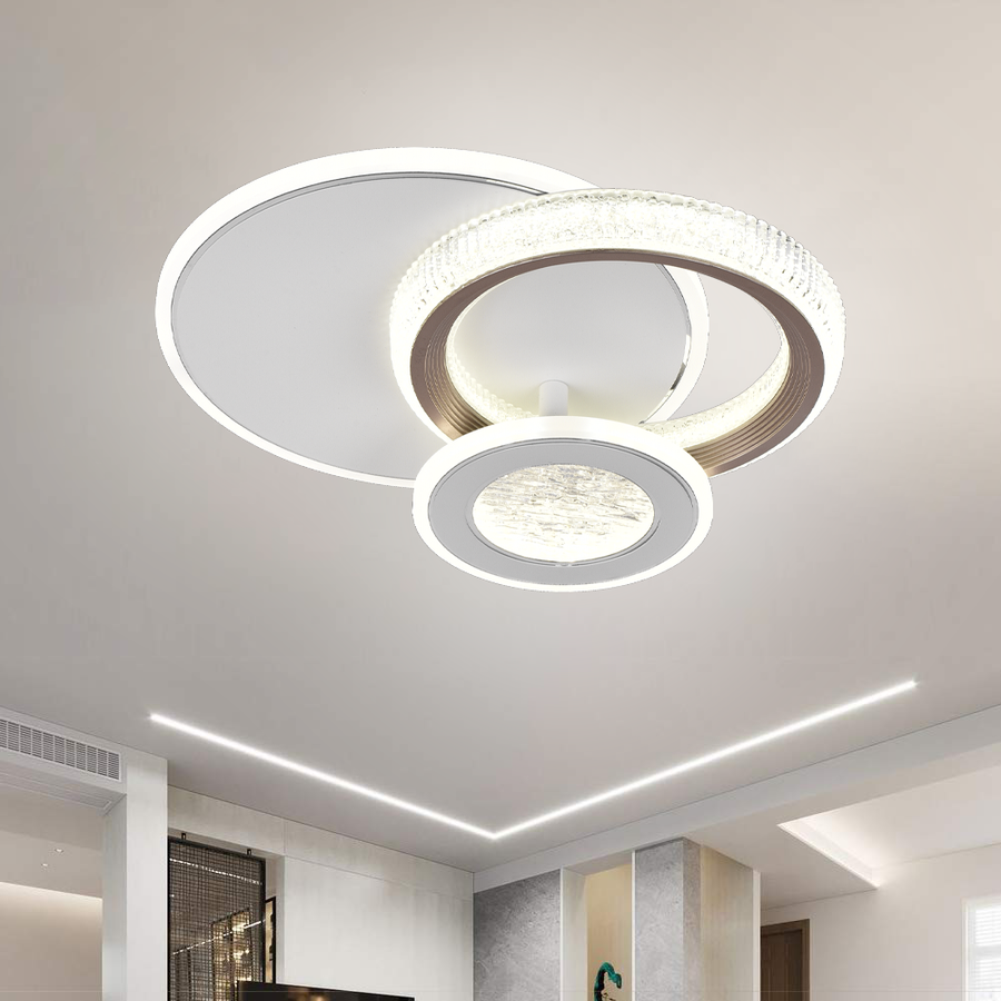 LED Chandelier NYXORA 44W, 3 Circles, Cold/Warm/Neutral light, White LED Chandeliers Default Title Alessandro Design