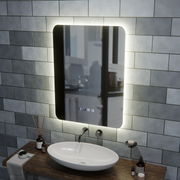 Oglinda LED Dreptunghiulara ARTAR Touch, 60X80cm, Sistem Dezaburire, Dimabila, Ceas si Temperatura, Lumina Calda Neutra Rece 3000K/4000K/6000K Oglinda Baie cu LED si Dezaburire Default Title Alessandro Design