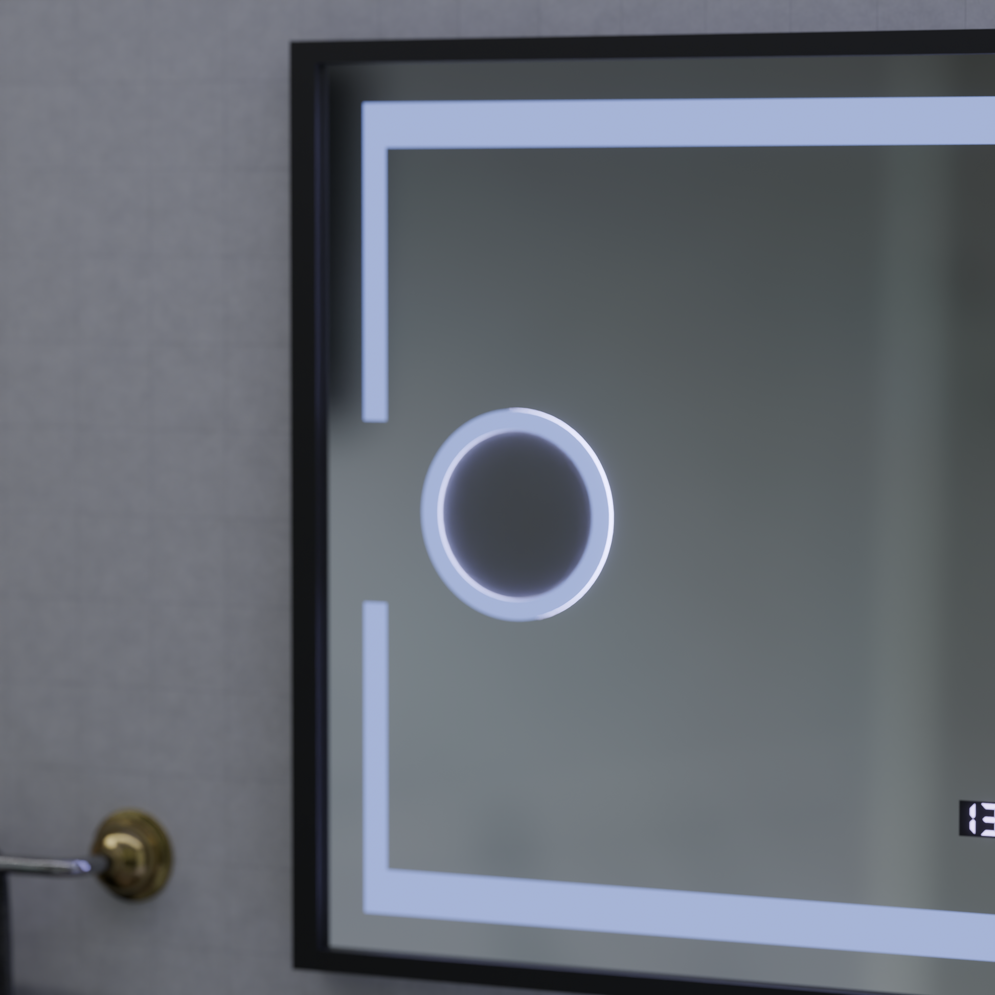 LED mirror MotionGlow Domingo sensor with defogging function Thermometer Clock 120x65 cm Dimmable Cold/Warm/Neutral Light, Brushed Black Frame, Marcello Funghi collection Marcello Mirrors Default Title Alessandro Design