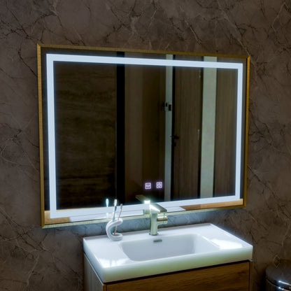 Kariri LED Touch Mirror, 80x60 cm, Demister function, Rose Gold Brushed Frame Mirrors Korman E Default Title Alessandro Design