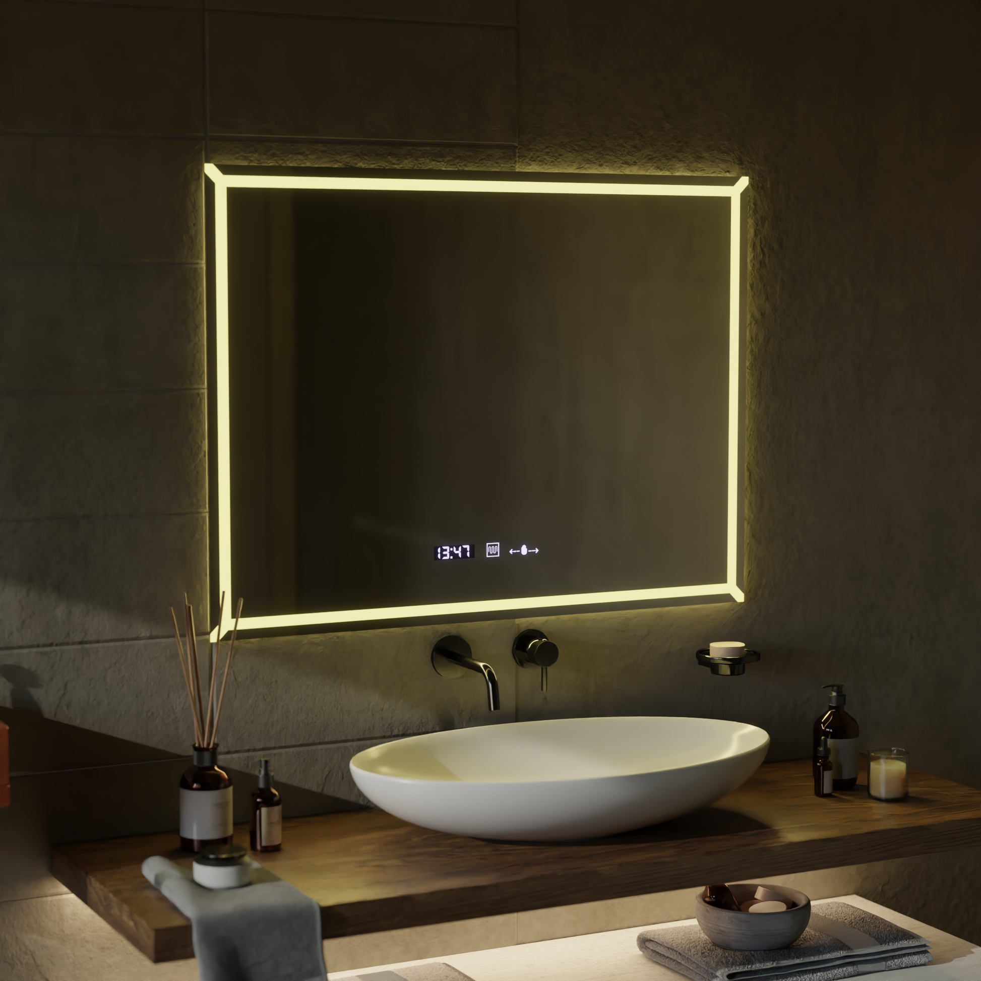 Rectangular LED mirror, 80x60cm, VillayTouch Marcello, Demisting System, Dimabila Mirrors Marcello Default Title Alessandro Design
