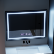 Rectangular LED Mirror, 80x60cm, Verite Majeste Noir Motion Glow Marcello, De-fogging System, Clock & Thermometer, Dimable Mirrors Marcello Default Title Alessandro Design