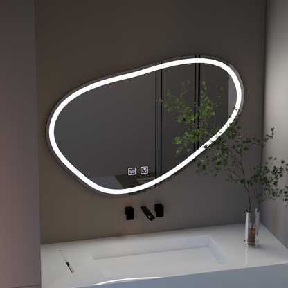 LED Touch Quassare Mirror, Demister System 90x65 cm Mirrors Korman E Default Title Alessandro Design