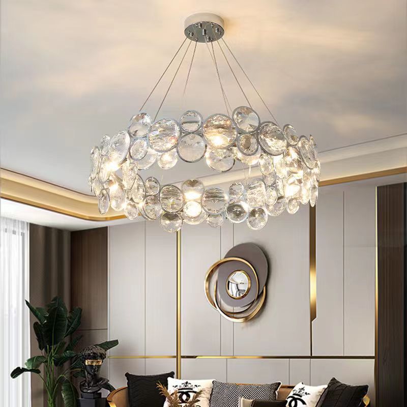 Angelica Crystal Chandelier 6XE14 Silver, Diameter 49cm, Adjustable Height Modern Chandeliers Default Title Alessandro Design