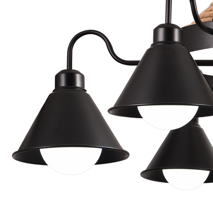 Lustra Vintage cu Franghie LV584/6BK, 6xE27 Lemn Inchis Lustre Vintage Default Title Alessandro Design