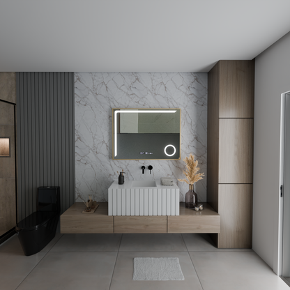 Oglinda LED Senzor MotionGlow Rosalia 80x60 cm Lumina Calda/Rece/Neutra Dimabila Sistem Dezaburire Termometru Ceas Colectia Marcello Funghi Oglinzi Marcello Default Title Alessandro Design