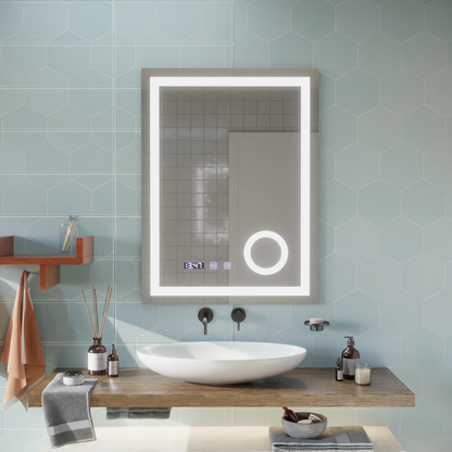 LED Touch Mirror NIVERA De-fogging System, Clock and Temperature 60x80 cm Cosmetic Magnifier Mirrors Korman S Default Title Alessandro Design