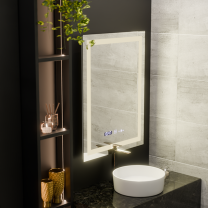 Rectangular LED mirror, 75x90cm, Verite MotionGlow Marcello, Demister System, Clock & Thermometer, Dimable Mirrors Marcello Default Title Alessandro Design