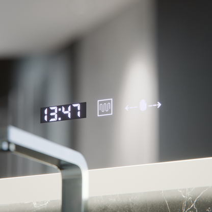 Oval LED Mirror, 80x50cm, Altera Marcello MotionGlow Sensor, De-fogging System, Clock & Thermometer, Dimable Marcello Mirrors Default Title Alessandro Design
