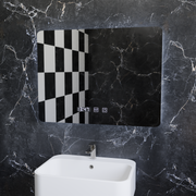 Oglinda LED Dreptunghiulara ARTAR Touch, 80X60cm, Sistem Dezaburire, Dimabila, Ceas si Temperatura, Lumina Calda Neutra Rece 3000K/4000K/6000K Oglinda Baie cu LED si Dezaburire Default Title Alessandro Design