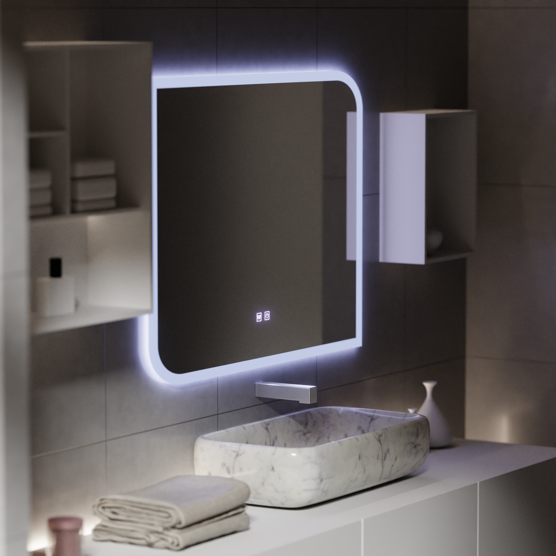 CLARIVO LED Mirror Rectangular, 80X60cm, Touch, Demister System Mirrors Korman E Default Title Alessandro Design