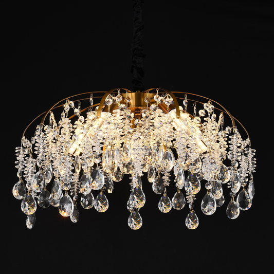Candelabru Cristal CC9321/5FGD, 5x E14, Diametru 50cm, Auriu Candelabre Cristal Default Title Alessandro Design