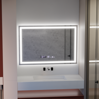 Rectangular LED mirror 120x80cm Vérité MotionGlow Marcello, Demisting System, Clock & Thermometer, Dimmable Mirrors Marcello Default Title Alessandro Design