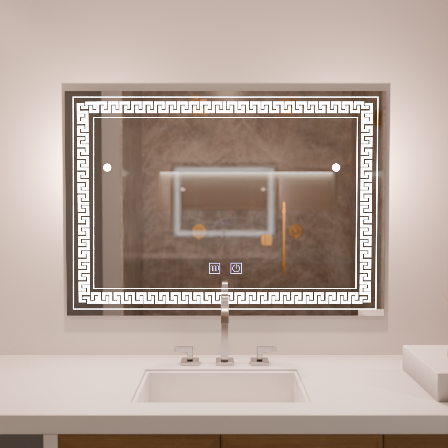 Rectangular LED mirror 80x60 Touch Volta De-fogging system Mirrors Korman E Default Title Alessandro Design