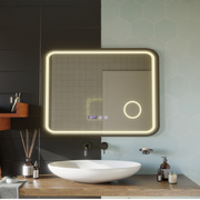 LED Touch Bernd Mirror De-fogging System, Clock and Temperature 80x60 cm Black Frame Brushed Cosmetic Magnifier Mirrors Korman S Default Title Alessandro Design