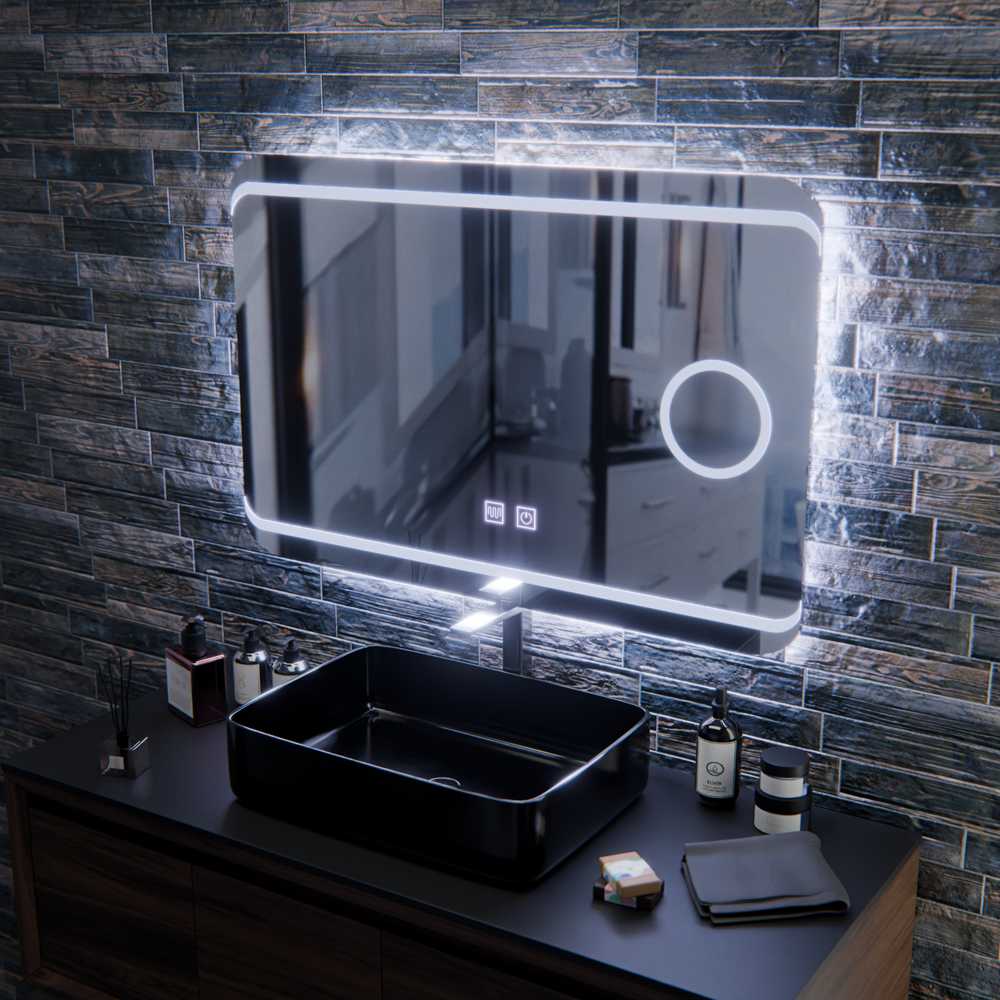 LED Mirror E30S/65X45, Touch and Demist Function, Cosmetic Light, 65x45cm, Cold Light 6000K Mirrors Korman E Default Title Alessandro Design