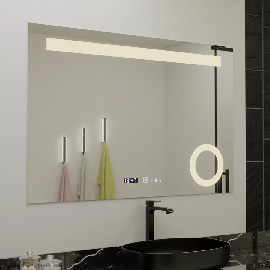 Rectangular LED mirror, 80x60cm, ABSOLU MotionGlow Marcello, Demisting System, Clock & Thermometer, Cosmetic Magnifier, Dimable Mirrors Marcello Default Title Alessandro Design