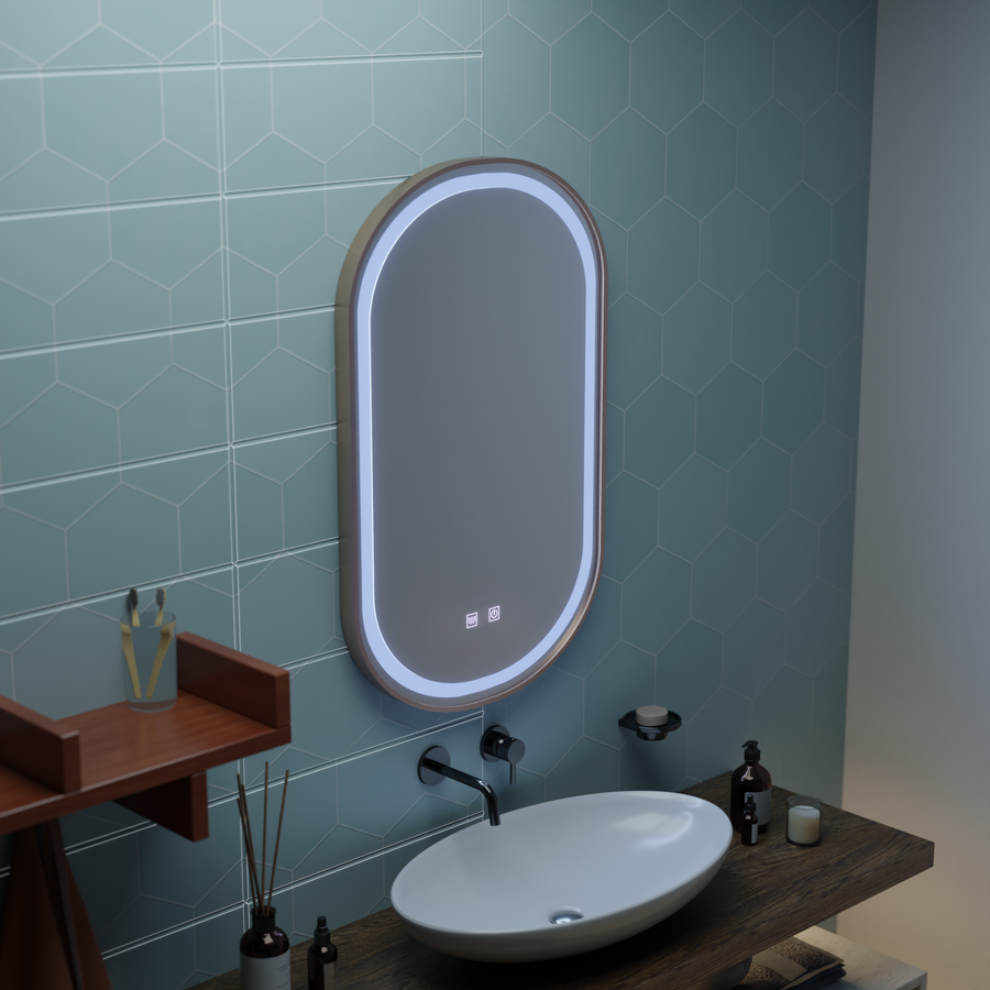 LED Touch Impora Mirror Demist System 50x80 cm Rose Gold Frame Mirrors Korman E Default Title Alessandro Design