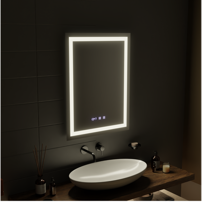 MODENA LED Touch Mirror De-fogging System, Clock and Temperature 60x80 cm Korman S Mirrors Default Title Alessandro Design