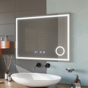 LED Touch Mirror NIVERA De-fogging System, Clock and Temperature 80x60 cm Cosmetic Magnifier Mirrors Korman S Default Title Alessandro Design