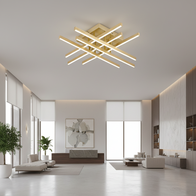 LED Chandelier with Remote Control LINEX, 81W, Light 3000K/4000K/6000K, Dimmable, Gold