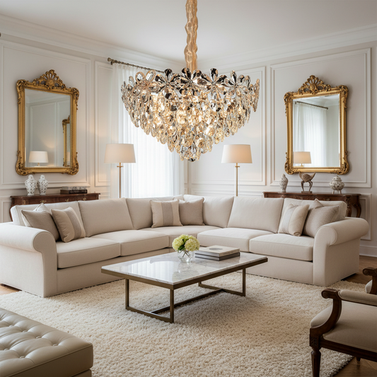 Magno Crystal Chandelier 11xE27, Diameter 60cm, Shiny Gold, Adjustable Height, Metal and Crystal