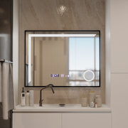 LED Mirror Sensor MotionGlow Francesca 80x60 cm Warm/Cold/Neutral Light Dimmable Black Frame Brushed Demist System Thermometer Clock Marcello Funghi Collection Marcello Mirrors Default Title Alessandro Design