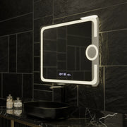 Rectangular LED Mirror, 80x60cm, Eclat MotionGlow Marcello, De-fogging System, Clock & Thermometer, Cosmetic Magnifier, Dimable Marcello Mirrors Default Title Alessandro Design