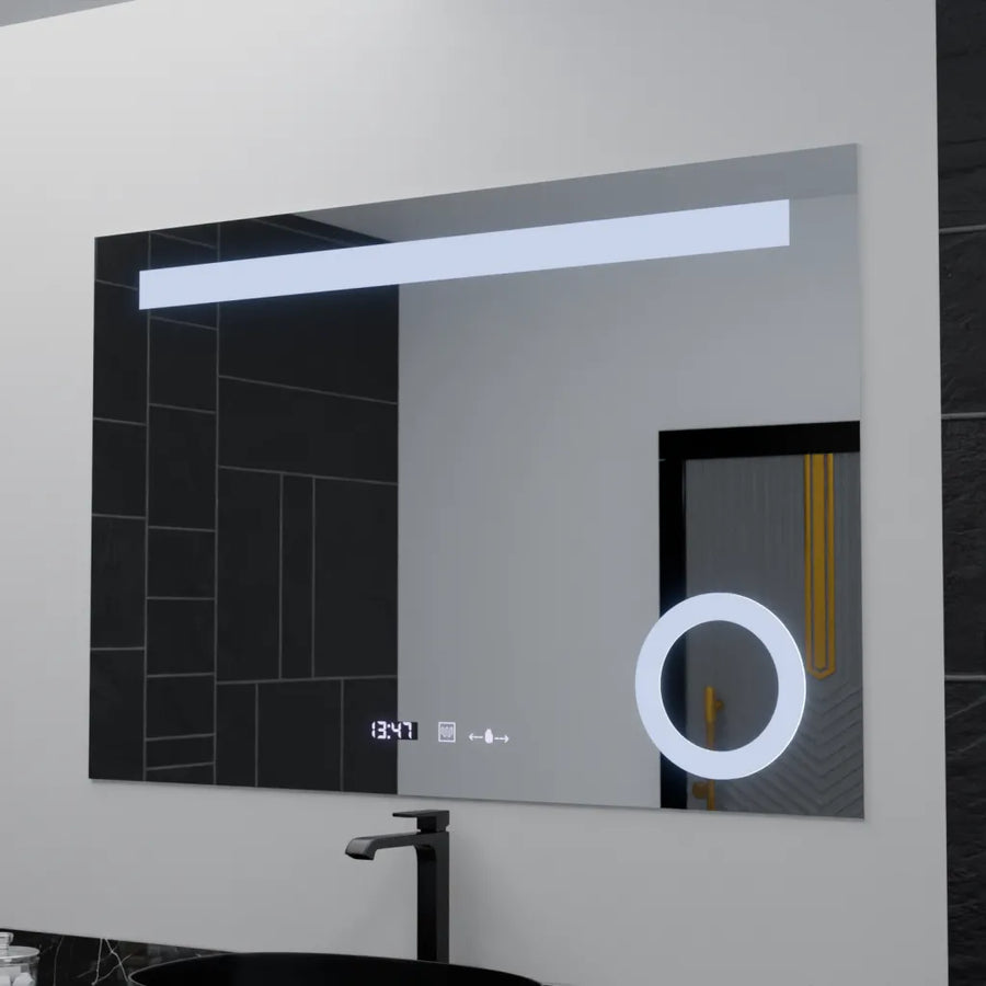 Rectangular LED mirror, 120x80cm, ABSOLU MotionGlow Marcello, Demisting System, Clock & Thermometer, Cosmetic Magnifier, Dimable Mirrors Marcello Default Title Alessandro Design