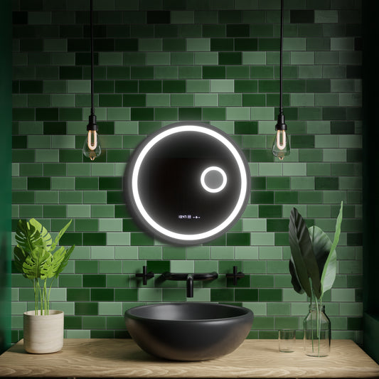 LED Round Mirror, 11W, 60cm, Micah Marcello MotionGlow Sensor, Demister System, Clock & Thermometer, Cosmetic Magnifier, Dimable Marcello Mirrors Default Title Alessandro Design