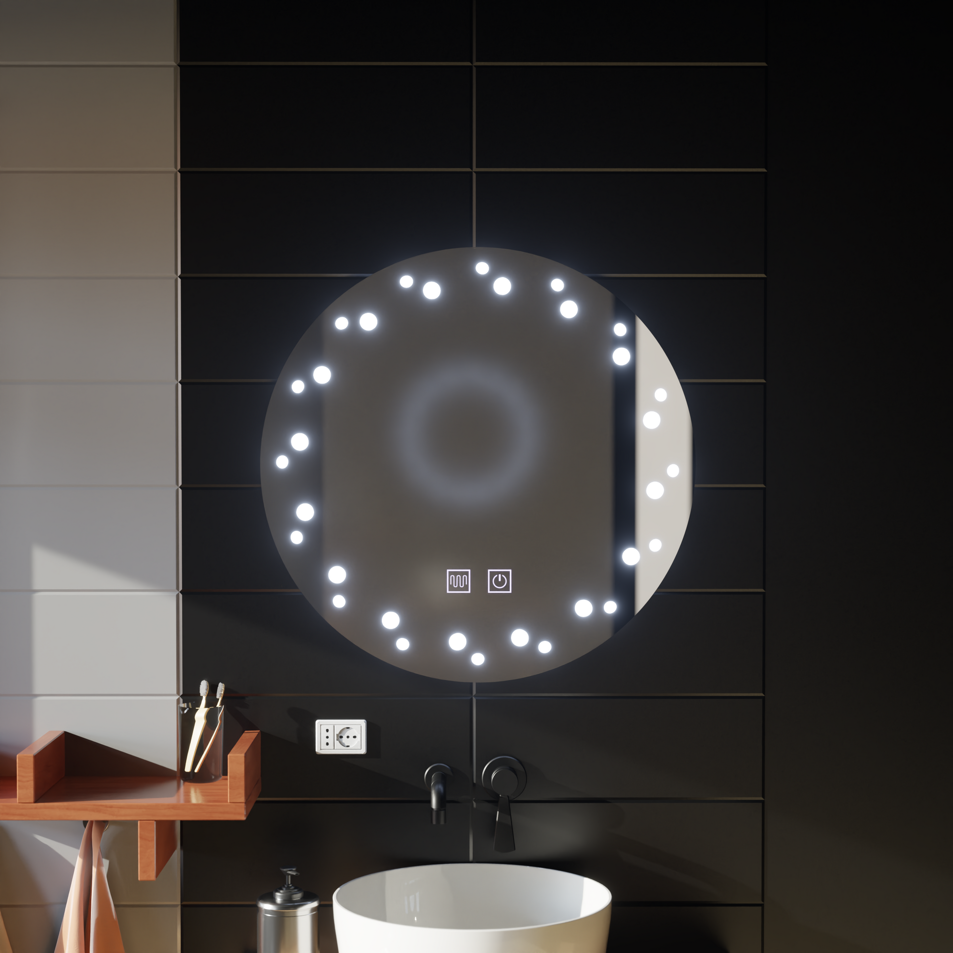 Mirror LED Touch Ivory Demist System 50X50cm Mirrors Korman E Default Title Alessandro Design