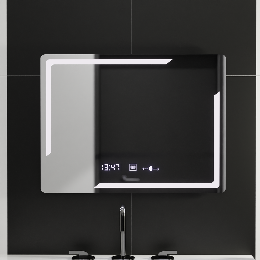 Rectangular LED mirror, 80x60cm, Rayonnement MotionGlow Marcello, Demister System, Clock & Thermometer, Dimable Mirrors Marcello Default Title Alessandro Design