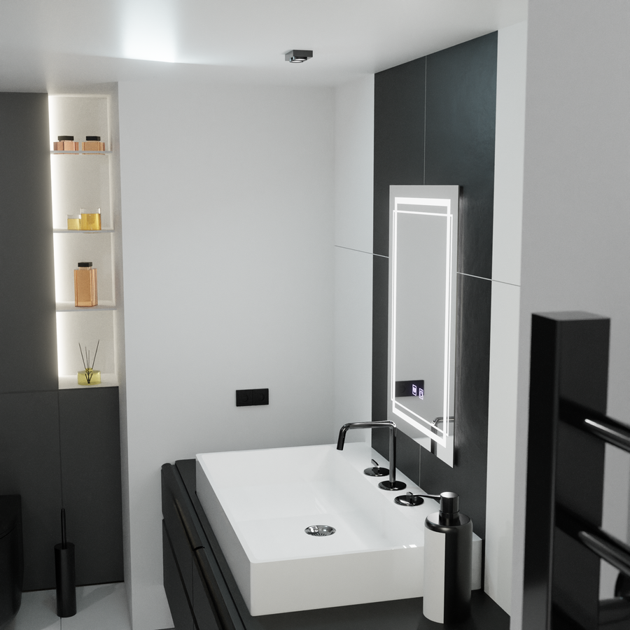 Rectangular LED mirror, 60x80cm, KOVEN Touch, Demister System, Dimmable Mirrors Korman E Default Title Alessandro Design