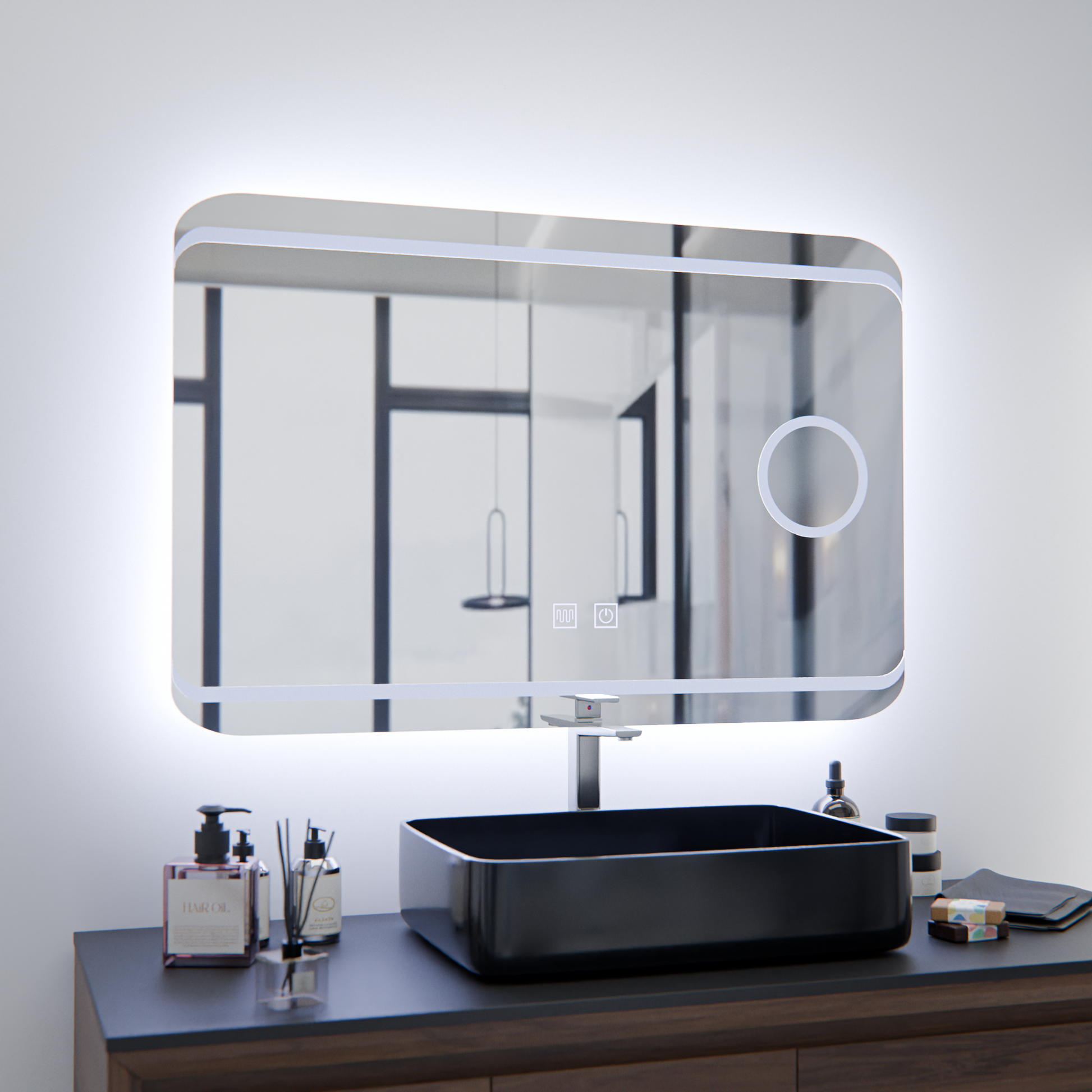 LED Mirror E30S/65X45, Touch and Demist Function, Cosmetic Light, 65x45cm, Cold Light 6000K Mirrors Korman E Default Title Alessandro Design