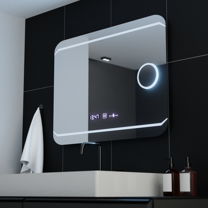 Oglinda LED Rectangulara, 80x60cm, Stile MotionGlow Marcello, Sistem Dezaburire, Ceas & Termometru, Lupa Cosmetica, Dimabila Oglinzi Marcello Default Title Alessandro Design