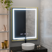 Rectangular LED Mirror, 75x90cm, Verite Royale Gold MotionGlow Marcello, De-fogging System, Clock & Thermometer, Dimable Mirrors Marcello Default Title Alessandro Design