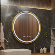 LED Round Mirror, 80cm, Celeste Royale Gold MotionGlow Marcello, De-fogging System, Clock & Thermometer, Dimable Mirrors Marcello Default Title Alessandro Design