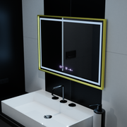 Rectangular LED Mirror, 120x80cm, Verite Royale Gold MotionGlow Marcello, De-fogging System, Clock & Thermometer, Dimable Mirrors Marcello Default Title Alessandro Design