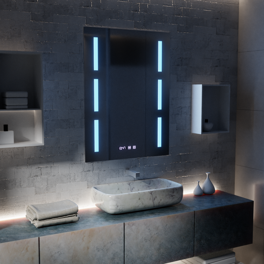 Mirror LED Touch Erich S86/60X80 Defogging System, Clock and Temperature 60x80 cm Mirrors Korman S Default Title Alessandro Design