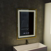 Mirror LED Touch Bruno Demister System, Clock and Temperature 60x80 cm Brushed Gold Frame, S84/60X80 Mirrors Korman S Default Title Alessandro Design