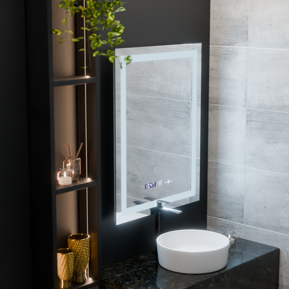 Rectangular LED mirror, 75x90cm, Verite MotionGlow Marcello, Demister System, Clock & Thermometer, Dimable Mirrors Marcello Default Title Alessandro Design