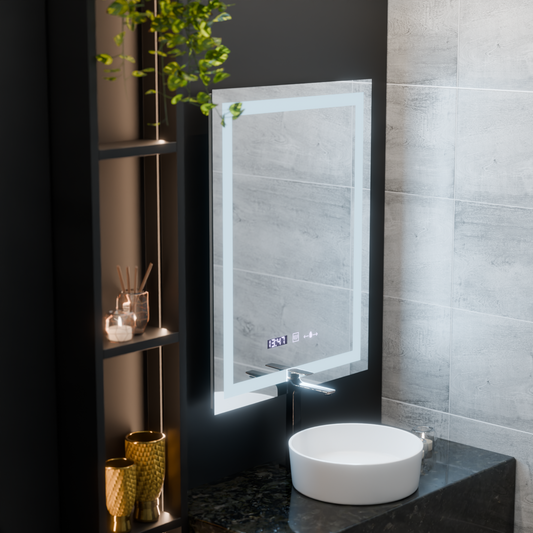 Rectangular LED mirror, 75x90cm, Verite MotionGlow Marcello, Demister System, Clock & Thermometer, Dimable Mirrors Marcello Default Title Alessandro Design