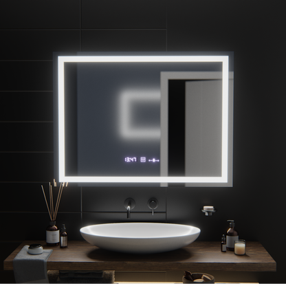 Rectangular LED Mirror, 100x75cm, Verite MotionGlow Marcello, De-fogging System, Clock & Thermometer, Dimable Marcello Mirrors Default Title Alessandro Design
