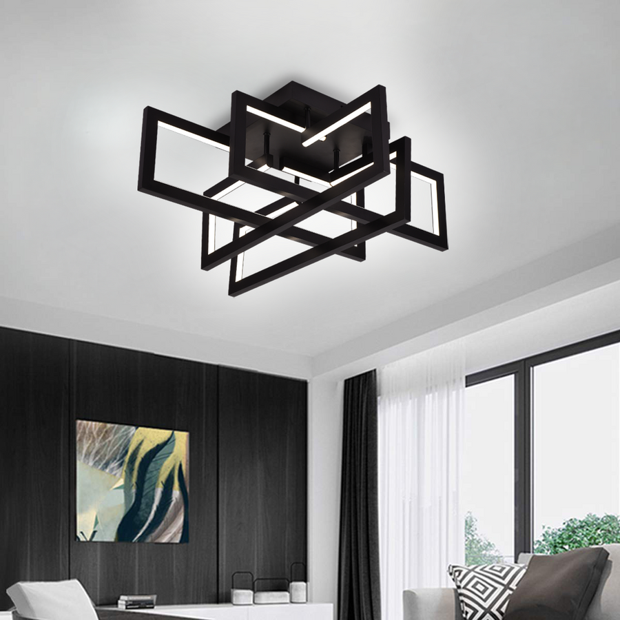Lustra LED cu telecomanda 96W, 4 Elemente, lumina Rece/Calda/Neutra, Dimabila, Negru Lustre LED cu Telecomanda Default Title Alessandro Design