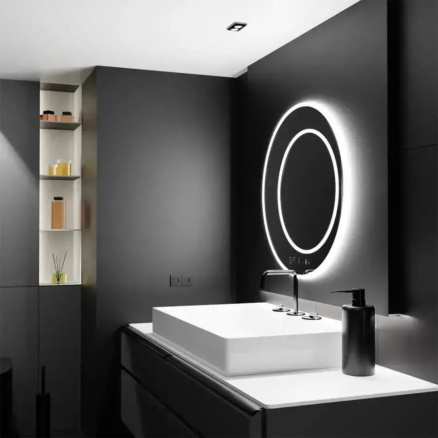 Round LED mirror, 60cm, July Touch Marcello, De-fogging system, Clock & Thermometer, Dimabila Mirrors Marcello Default Title Alessandro Design
