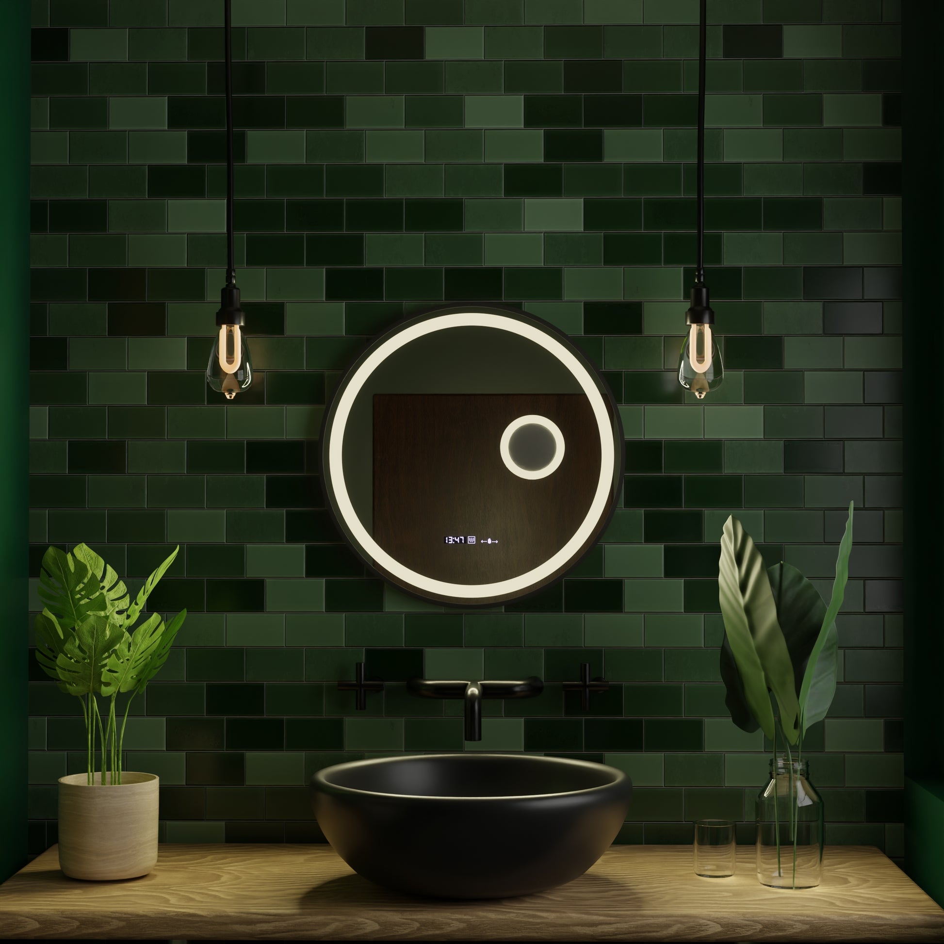 LED Round Mirror, 11W, 60cm, Micah Marcello MotionGlow Sensor, Demister System, Clock & Thermometer, Cosmetic Magnifier, Dimable Marcello Mirrors Default Title Alessandro Design
