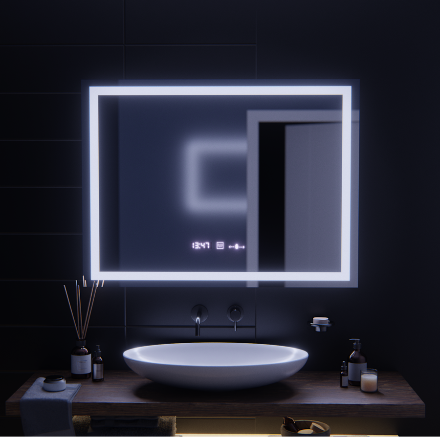 Rectangular LED Mirror, 100x75cm, Verite MotionGlow Marcello, De-fogging System, Clock & Thermometer, Dimable Marcello Mirrors Default Title Alessandro Design